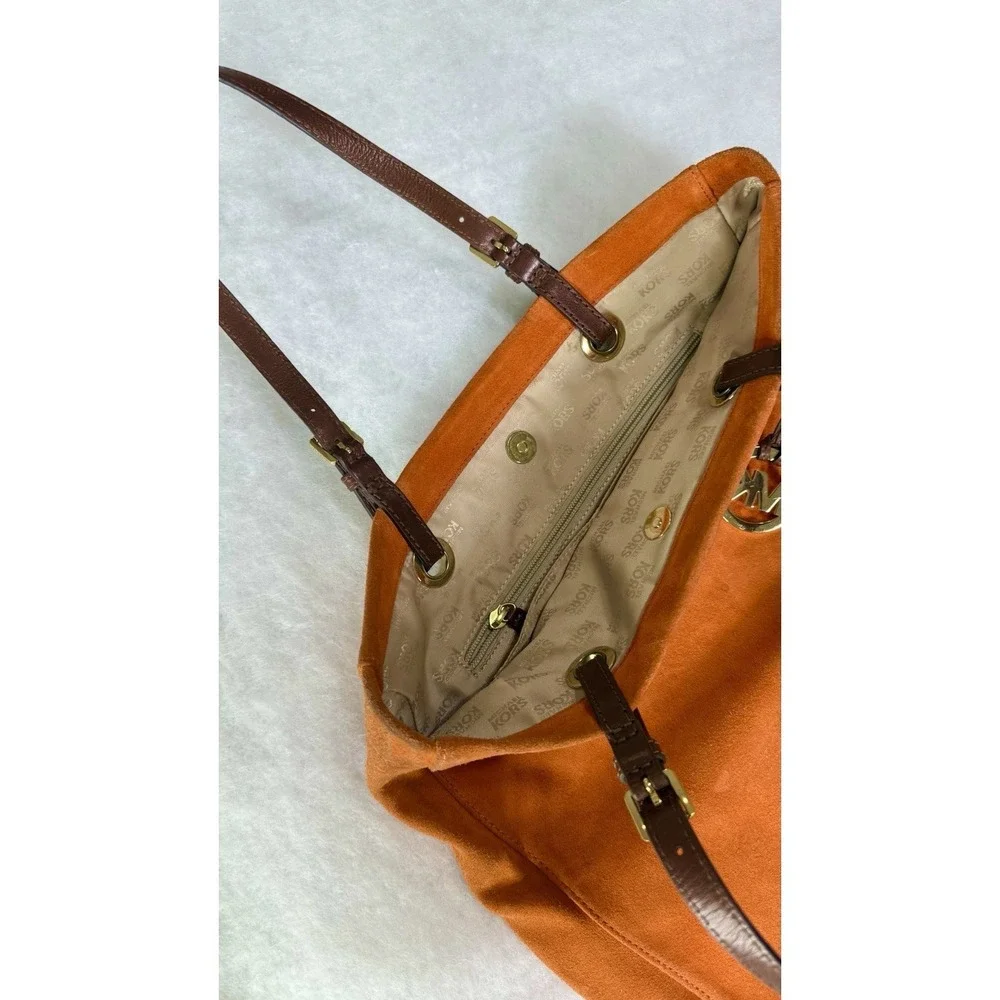 Michael Kors Orange Suede Tote Shoulder Bag